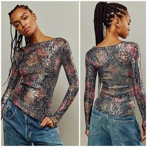 𝓯𝓹 Free People ~ Gold Rush Sequin Top